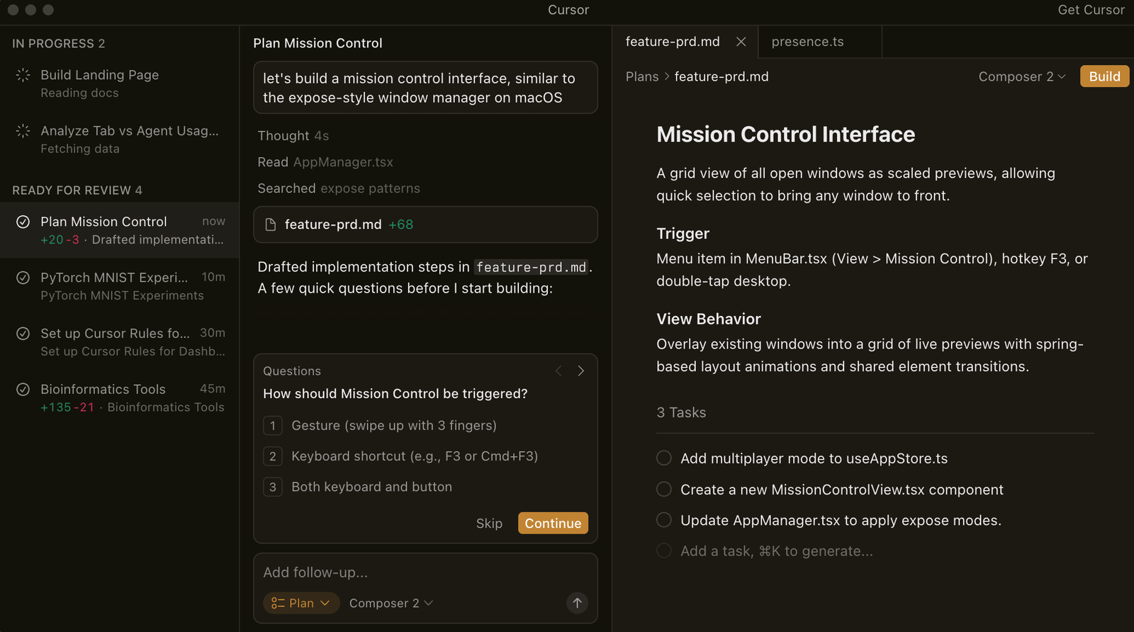 Cursor Composer 2 model interface inside Cursor IDE